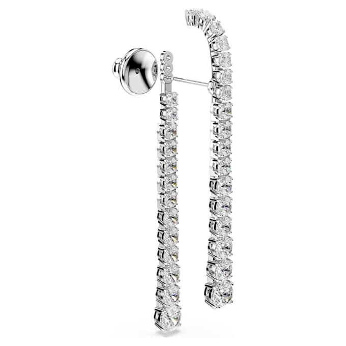 Pendientes Matrix Drop con degradado de cortes redondos, blancos, chapados en rodio Pendientes Matrix Drop con degradado de cortes redondos, blancos, chapados en rodio