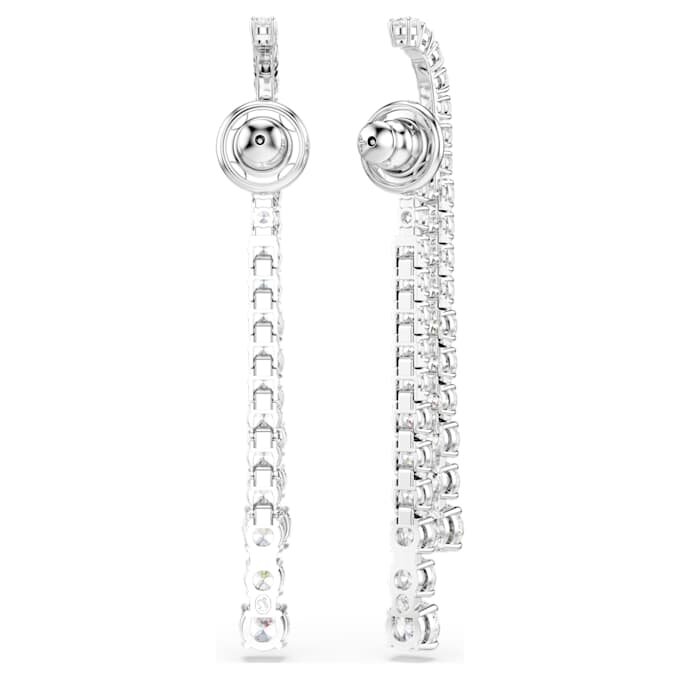 Pendientes Matrix Drop con degradado de cortes redondos, blancos, chapados en rodio Pendientes Matrix Drop con degradado de cortes redondos, blancos, chapados en rodio