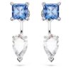 Pendientes Mesmera con cortes mixtos, desmontables, azules, chapados en rodio