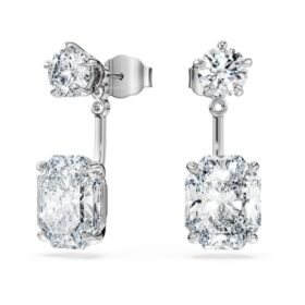 Pendientes octogonales con diamantes cultivados en laboratorio, 9,65 ct en total, formas mixtas, oro blanco de 18K