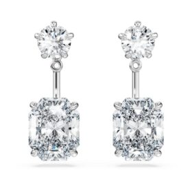 Pendientes octogonales con diamantes cultivados en laboratorio, 9,65 ct en total, formas mixtas, oro blanco de 18K