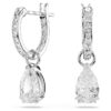 Pendientes Stilla con corte de pera, corte redondo, blancos, chapados en rodio Pendientes Stilla con corte de pera, corte redondo, blancos, chapados en rodio