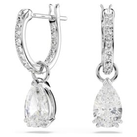 Pendientes Stilla con corte de pera, corte redondo, blancos, chapados en rodio