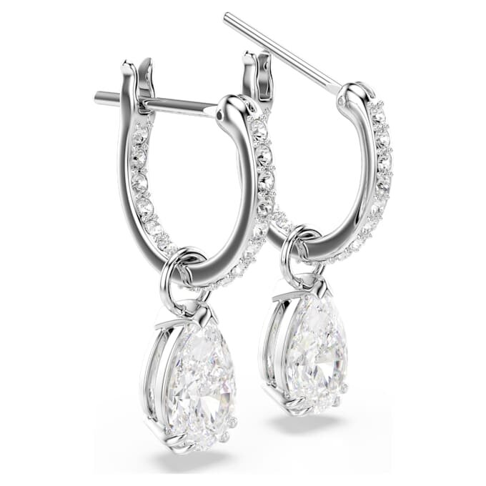 Pendientes Stilla con corte de pera, corte redondo, blancos, chapados en rodio Pendientes Stilla con corte de pera, corte redondo, blancos, chapados en rodio
