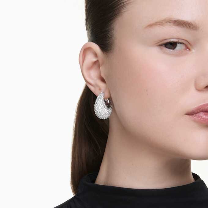 Pendientes Sublima grandes, blancos, chapados en rodio Pendientes Sublima grandes, blancos, chapados en rodio