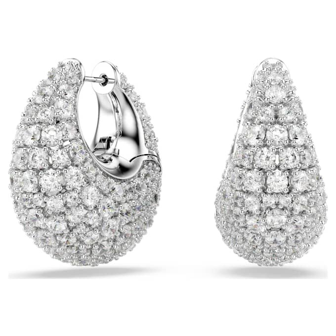 Pendientes Sublima grandes, blancos, chapados en rodio Pendientes Sublima grandes, blancos, chapados en rodio