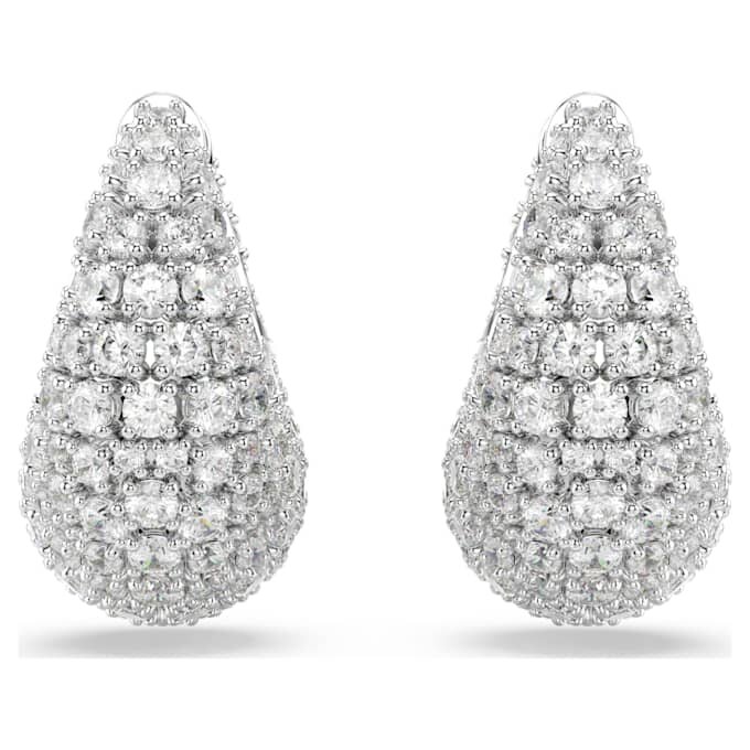 Pendientes Sublima grandes, blancos, chapados en rodio Pendientes Sublima grandes, blancos, chapados en rodio