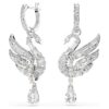 Pendientes Swan Swan, blanco, chapado en rodio Pendientes Swan Swan, blanco, chapado en rodio