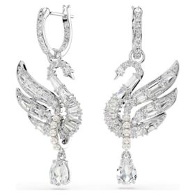 Pendientes Swan Swan, blanco, chapado en rodio