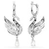 Pendientes Swan Swan, blanco, chapado en rodio Pendientes Swan Swan, blanco, chapado en rodio