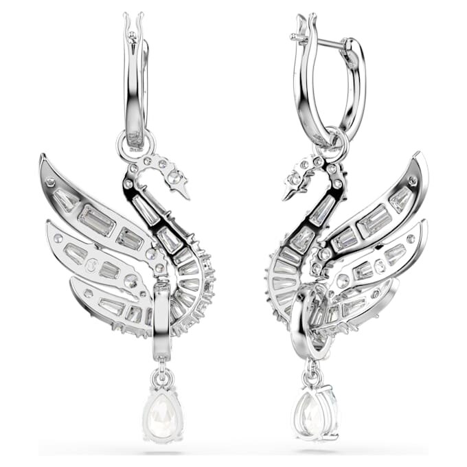 Pendientes Swan Swan, blanco, chapado en rodio Pendientes Swan Swan, blanco, chapado en rodio