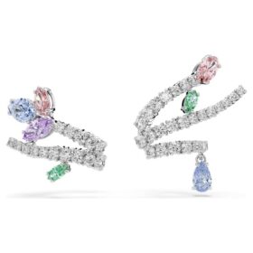 Pendientes tipo «ear cuff» de Ariana Grande x Swarovski con cortes variados, multicolores y chapados en rodio