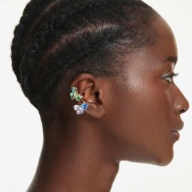 Pendientes tipo «ear cuff» de Gema: diseño asimétrico, cortes mixtos, multicolor, chapado en tono dorado