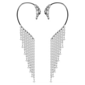 Pendientes tipo «ear cuff» de la Colección Viena: Cisne, blanco, chapado en rutenio