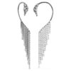 Pendientes tipo «ear cuff» de la Colección Viena: Cisne, blanco, chapado en rutenio