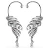 Pendientes tipo «ear cuff» de la colección Vienna con diseño de pluma, grandes, blancos, chapados en rutenio