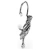 Pendientes tipo «ear cuff» de la colección Vienna con diseño de pluma, grandes, blancos, chapados en rutenio