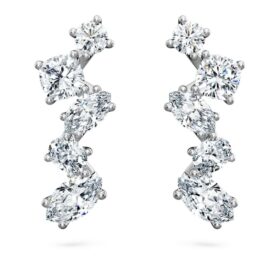 Pendientes tipo «ear cuff» Galaxy con diamantes cultivados en laboratorio de 1,25 quilates en total, formas variadas, oro blanco de 14K