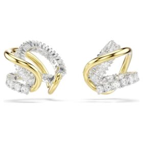 Pendientes tipo «ear cuff» Hyperbola con cortes mixtos, blancos, acabado de metales mixtos