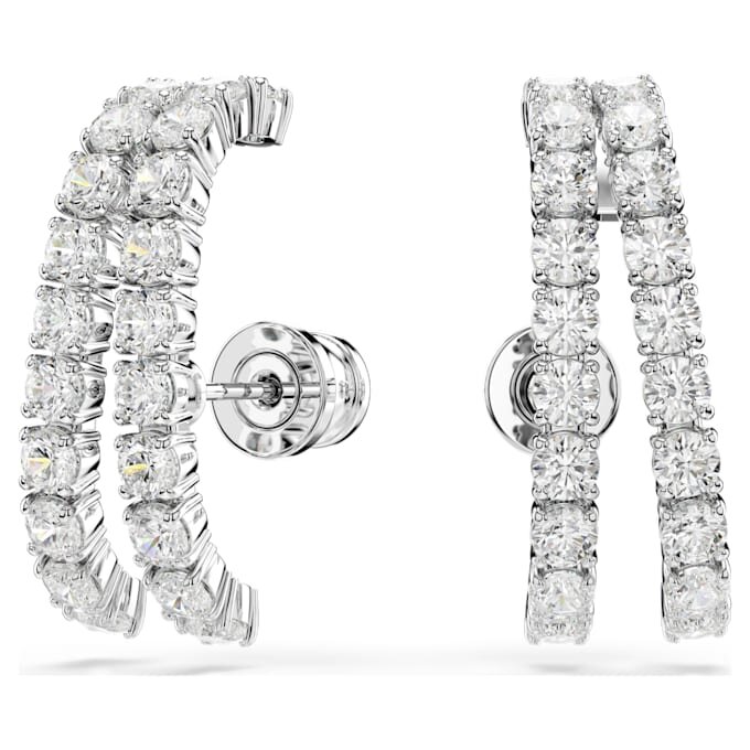 Pendientes tipo «ear cuff» Matrix, corte redondo, blancos, chapados en rodio Pendientes tipo «ear cuff» Matrix, corte redondo, blancos, chapados en rodio