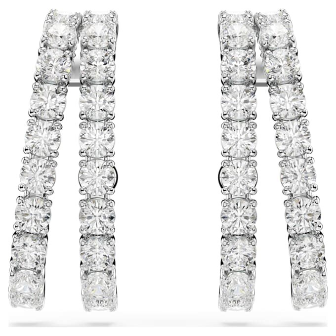 Pendientes tipo «ear cuff» Matrix, corte redondo, blancos, chapados en rodio Pendientes tipo «ear cuff» Matrix, corte redondo, blancos, chapados en rodio