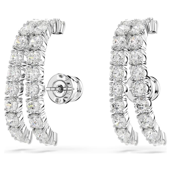 Pendientes tipo «ear cuff» Matrix, corte redondo, blancos, chapados en rodio Pendientes tipo «ear cuff» Matrix, corte redondo, blancos, chapados en rodio