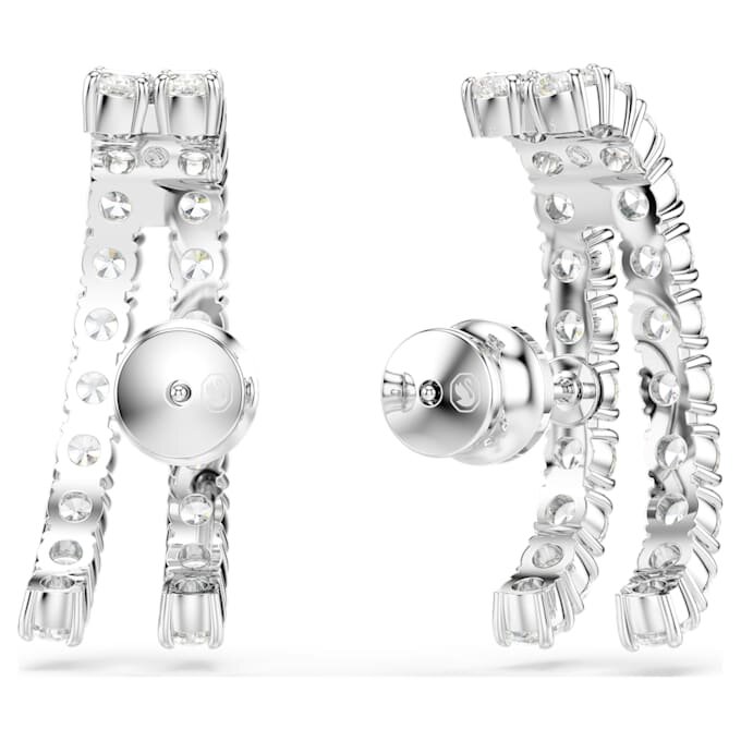Pendientes tipo «ear cuff» Matrix, corte redondo, blancos, chapados en rodio Pendientes tipo «ear cuff» Matrix, corte redondo, blancos, chapados en rodio