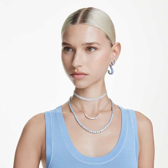 Pendientes tipo «ear cuff» Matrix, corte redondo, blancos, chapados en rodio Pendientes tipo «ear cuff» Matrix, corte redondo, blancos, chapados en rodio