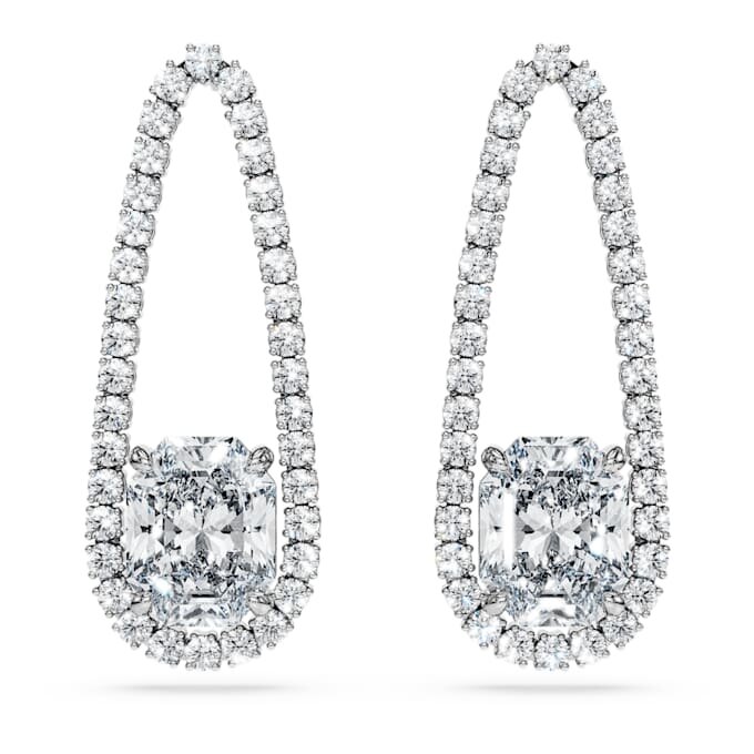 Pendientes tipo tenis octogonales con diamantes cultivados en laboratorio, 7,95 Ct en total, formas mixtas, oro blanco de 18K
