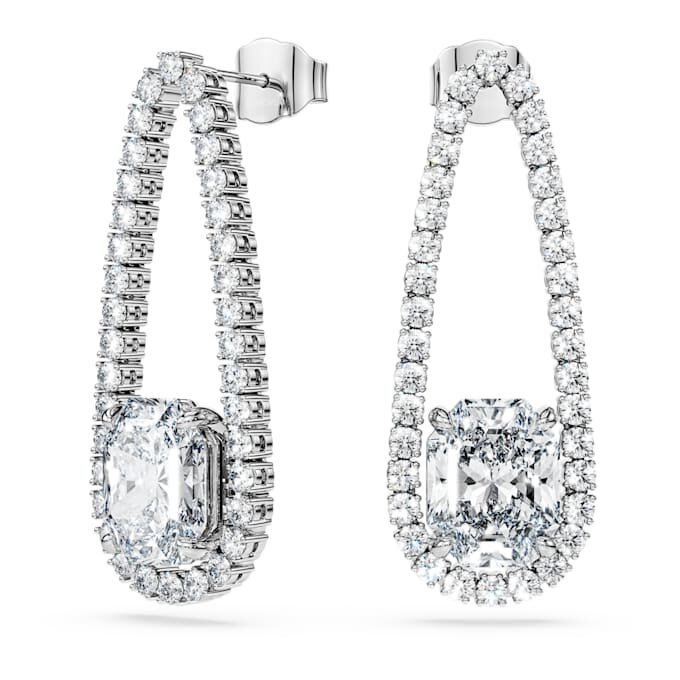 Pendientes tipo tenis octogonales con diamantes cultivados en laboratorio, 7,95 Ct en total, formas mixtas, oro blanco de 18K