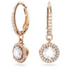 Pendientes Una Angelic Drop, corte redondo, pavé, blanco, chapado en tono oro rosa Pendientes Una Angelic Drop, corte redondo, pavé, blanco, chapado en tono oro rosa