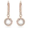 Pendientes Una Angelic Drop, corte redondo, pavé, blanco, chapado en tono oro rosa Pendientes Una Angelic Drop, corte redondo, pavé, blanco, chapado en tono oro rosa