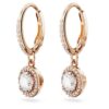 Pendientes Una Angelic Drop, corte redondo, pavé, blanco, chapado en tono oro rosa Pendientes Una Angelic Drop, corte redondo, pavé, blanco, chapado en tono oro rosa