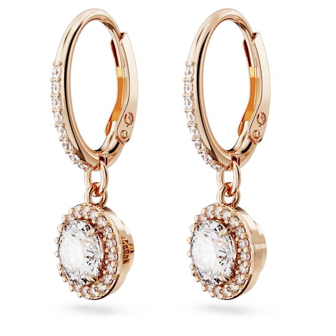 Pendientes Una Angelic Drop, corte redondo, pavé, blanco, chapado en tono oro rosa Pendientes Una Angelic Drop, corte redondo, pavé, blanco, chapado en tono oro rosa