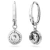 Pendientes Una Angelic Drop, corte redondo, pavé, blancos, chapados en rodio