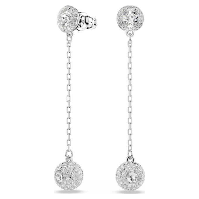Pendientes «Una Angelic Drop» de corte redondo, blancos, chapados en rodio Pendientes «Una Angelic Drop» de corte redondo, blancos, chapados en rodio