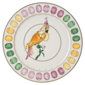Plato de servicio Idyllia de porcelana, motivo Crystal Print, cacatúa, multicolor