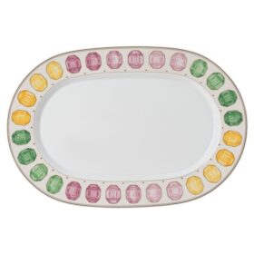 Plato grande Idyllia de porcelana, con motivo de cristales, piedras preciosas, multicolor
