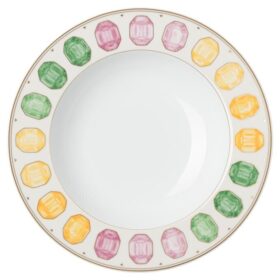 Plato hondo Idyllia de porcelana, motivo de cristal, piedras preciosas, multicolor