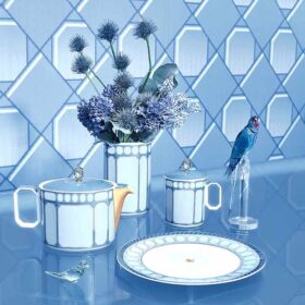 Plato llano de porcelana Signum, azul