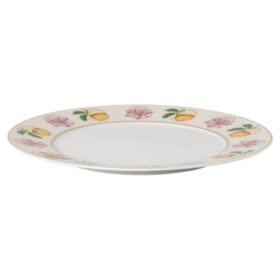 Plato llano Idyllia de porcelana, motivo impreso en cristal, lirio y limón, multicolor