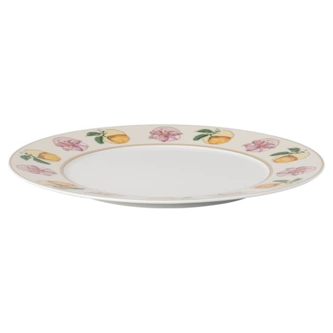 Plato llano Idyllia de porcelana, motivo impreso en cristal, lirio y limón, multicolor Plato llano Idyllia de porcelana, motivo impreso en cristal, lirio y limón, multicolor