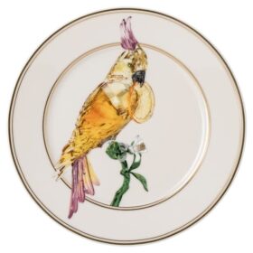 Plato para pan Idyllia de porcelana, motivo Crystal Print, cacatúa, multicolor