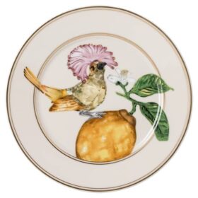 Plato para pan Idyllia de porcelana, motivo de impresión de cristal, papamoscas, multicolor
