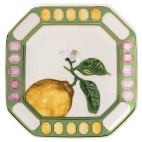 Porcelana Idyllia Vide Poche, motivo de cristales, limón, multicolor