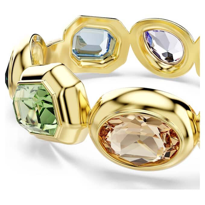Pulsera Gema con cristales extragrandes, cortes mixtos, multicolor, chapada en tono dorado Pulsera Gema con cristales extragrandes, cortes mixtos, multicolor, chapada en tono dorado