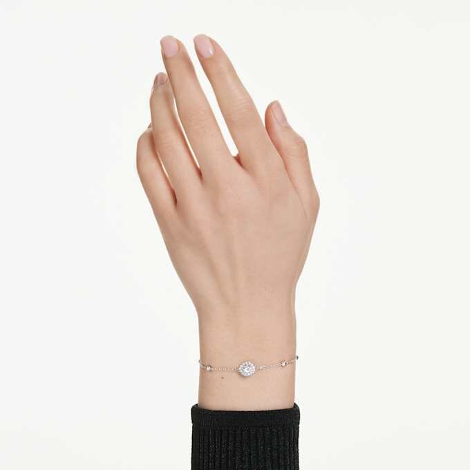 Pulseras Angelic, corte redondo, blanca, chapada en rodio Pulseras Angelic, corte redondo, blanca, chapada en rodio