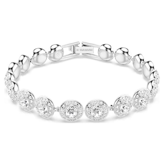 Pulseras Angelic, corte redondo, blanca, chapada en rodio Pulseras Angelic, corte redondo, blanca, chapada en rodio