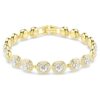 Pulseras Angelic, corte redondo, pavé, mediana, blanca, chapada en tono dorado Pulseras Angelic, corte redondo, pavé, mediana, blanca, chapada en tono dorado