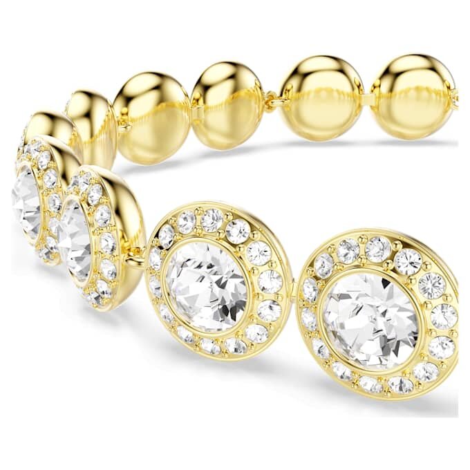 Pulseras Angelic, corte redondo, pavé, mediana, blanca, chapada en tono dorado Pulseras Angelic, corte redondo, pavé, mediana, blanca, chapada en tono dorado